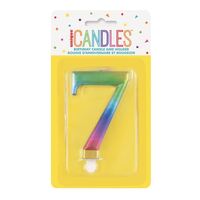 Numeral Candle 7 - Metallic Rainbow- main image