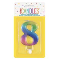 Numeral Candle 8 - Metallic Rainbow- main image