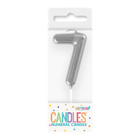 Mini Silver Numeral Pick Candles Number 7- main image