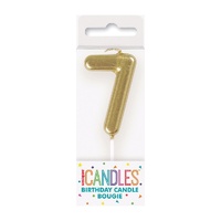 Mini Gold Numeral Pick Candles Number 7- main image