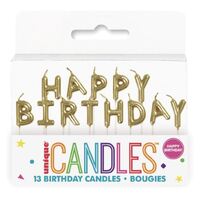 Gold Happy Birthday 13 Pick Candles- main image