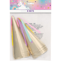 Unicorn Gold Horn Party Hats 8 Pack- main image