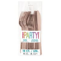 18 Pack Rose Gold Metallic Assorted Cutlery - 6 Knives 6 Forks 6 Spoons- main image