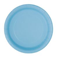 Powder Blue Round Paper Plates 8 Pack 18cm- main image