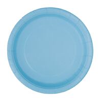 Powder Blue Round Paper Plates 8 Pack 18cm- main image