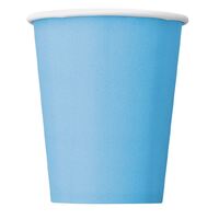 Powder Blue Paper Cups 270ml 8 Pack- main image