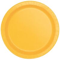 Sun Yellow Round Paper Plates 8 Pack 23cm- main image