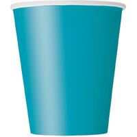 Caribbean Teal Paper Cups 270ml 8 Pack- main image