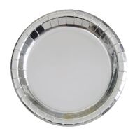 Silver Foil Round Paper Plates 8 Pack 18cm- main image