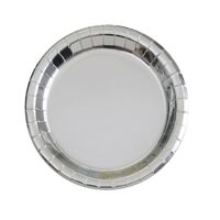 Silver Foil Round Paper Plates 8 Pack 23cm- main image