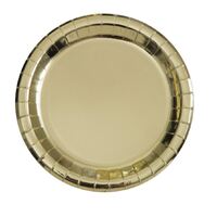 Gold Foil Round Paper Plates 8 Pack 18cm- main image