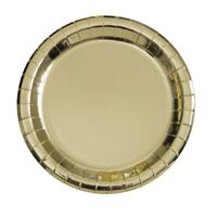 Gold Foil Round Paper Plates 8 Pack 23cm- main image