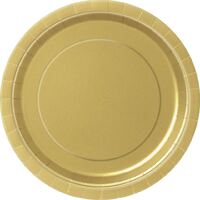 Gold Round Paper Plates 8 Pack 18cm- main image