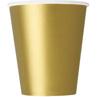 Gold Paper Cups 270ml 8 Pack- main image