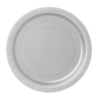 Silver Round Paper Plates 8 Pack 18cm- main image