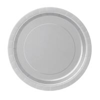 Silver Round Paper Plates 8 Pack 23cm- main image