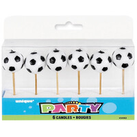 6 Soccer Ball Pick Candles- main image