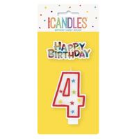 Numeral Candle With Happy Birthday Cake Topper - 4- main image