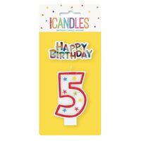 Numeral Candle With Happy Birthday Cake Topper - 5- main image
