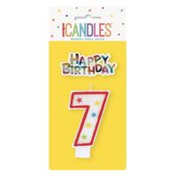 Numeral Candle With Happy Birthday Cake Topper - 7- main image