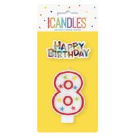 Numeral Candle With Happy Birthday Cake Topper - 8- main image