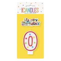 Numeral Candle With Happy Birthday Cake Topper - 0- main image