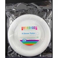 Reusable White 230mm Plastic Dinner Plates 8 Pack- main image