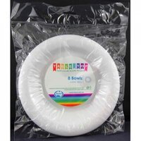 Reusable White 180mm Plastic Bowls 8 Pack- main image