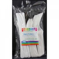 Reusable Cutlery White Assorted 8 Knife, 8 Fork, 8 Spoon - 24 Pack- main image