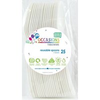 Reusable White Spoons 25 Pack- main image