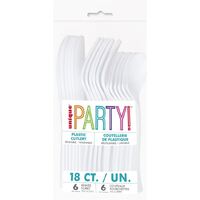 White Assorted Reusable Cutlery 18 Pack- main image