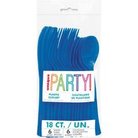 Royal Blue Assorted Reusable Cutlery 18 Pack- main image