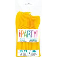 Sunflower Yellow Assorted Reusable Cutlery 18 Pack- main image