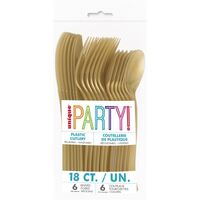 Gold Assorted Reusable Cutlery 18 Pack- main image