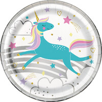Magical Unicorn Foil Stamped Paper Plates 18cm 8 Pack- main image