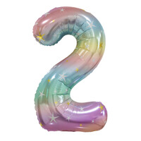 Pastel Rainbow Number 2 Foil Balloon 86cm- main image