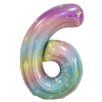 Pastel Rainbow Number 6 Foil Balloon 86cm- main image