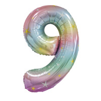 Pastel Rainbow Number 9 Foil Balloon 86cm- main image