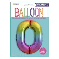 Rainbow Number 0 Foil Balloon 86cm- main image