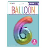 Rainbow Number 6 Foil Balloon 86cm- main image