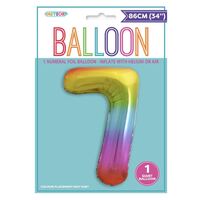 Rainbow Number 7 Foil Balloon 86cm- main image