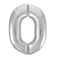 Silver 0 Number Foil Balloon 86cm- main image