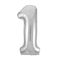 Silver 1 Number Foil Balloon 86cm- main image