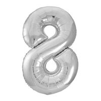 Silver 8 Number Foil Balloon 86cm- main image