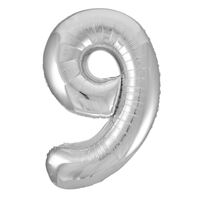 Silver 9 Number Foil Balloon 86cm- main image
