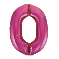 Hot Pink Number 0 Foil Balloon 86cm- main image