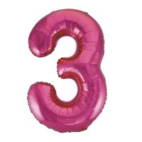Hot Pink Number 3 Foil Balloon 86cm- main image