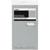 Silver Plastic Tablecover Rectangle 137cm x 274cm- main image