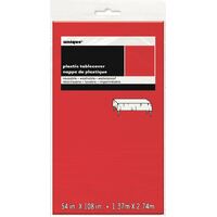 Ruby Red Plastic Tablecover Rectangle 137cm x 274cm- main image
