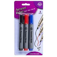 Permanent Markers Mixed Black Blue Red Ink - 3 Pack- main image